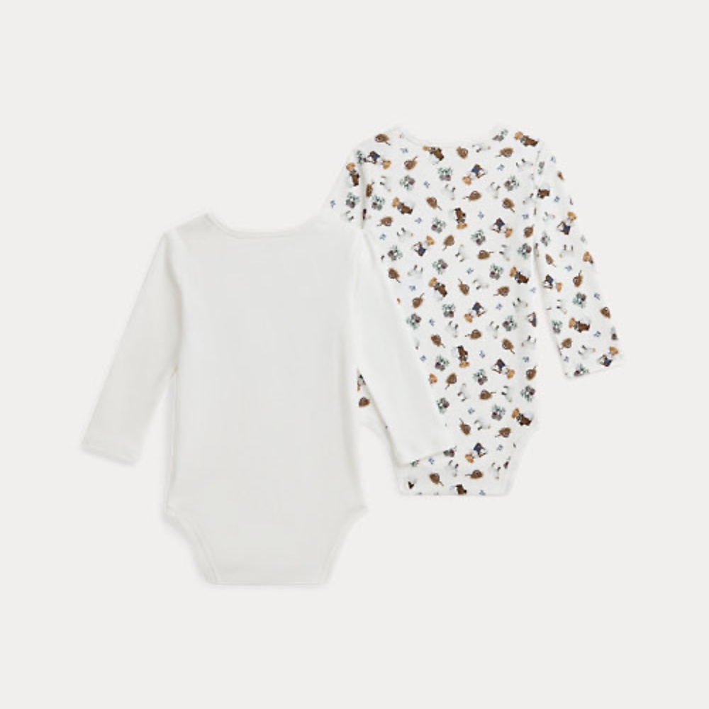 Ralph Lauren Polo Bear Cotton Bodysuit 2-pack - Picture 3 of 16